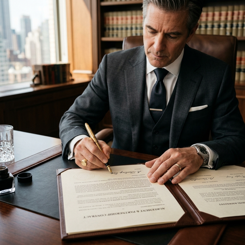 Lawyer Signing Document